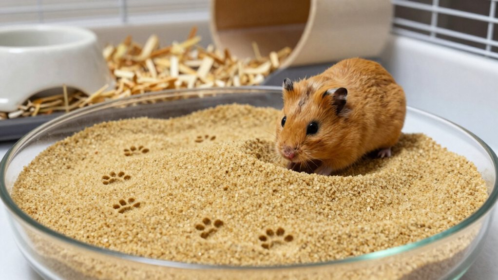 clean sand happy hamster