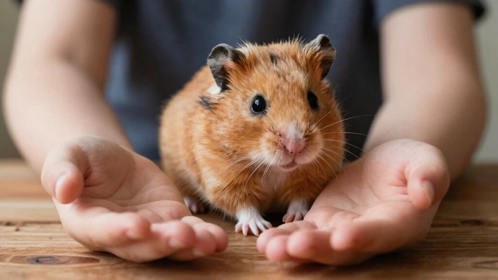 gentle patient hamster handling