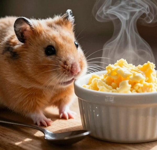 hamsters eating scrambled eggs