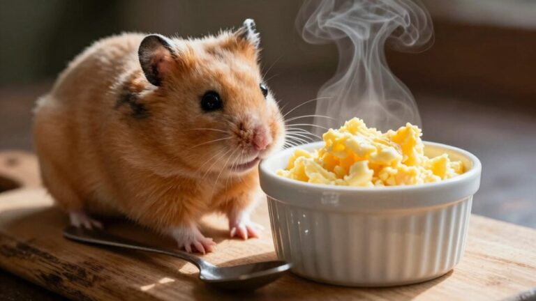 hamsters eating scrambled eggs