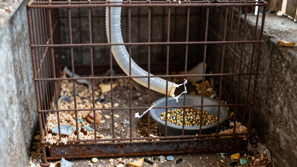 small wire barred cramped cage
