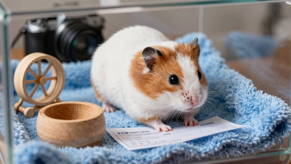 [-JHpeX
To ensure your Russian dwarf hamster stays healthy and active, provide a cage with a minimum floor space of 450 square inches to support natural behaviors like burrowing and exploring.
Bedding And Substrate
I’ve a few, tried-and-true tips, m. When setting up your Russian dwarf hamster’s home, bedding safety and substrate variety are super important.
You don’t want your tiny roommate sneezing or getting grumpy.
Here’s what works best.
- Paper-based bedding is safe, soft, and dust-free, perfect for little lungs and paws.
- Aspen shavings offer great airflow and odor control, but skip cedar or pine, they’re a no-go for health.
- Layered substrates mix fun and function: a base of aspen with a top layer of paper for nesting.
Your hamster will love digging, burrowing, and building cozy hideouts.
Plus, you’ll sleep easier knowing their bed is both comfy and safe.
Think of it like picking the right mattress, except way tinier and way more adorable.
A little care now saves stress and sniffles later!
Aim for a bedding depth of 6 to 8 inches to support natural burrowing behavior—hamsters thrive when they can tunnel like they would in the wild, and ideal bedding depth ensures they can express these instincts safely.
Toys And Enrichment
Ever wonder why your Russian dwarf hamster zooms around like a tiny, furry tornado one minute and then vanishes into a pile of bedding the next?
That’s because they’re natural explorers with endless energy! To keep your little buddy happy and healthy, toys and enrichment are a must.
Simple items like cardboard tubes or small wooden chew toys encourage tunnel exploration and save your furniture from becoming snacks.
Scatter food around the cage for foraging activities, this mimics how they’d eat in the wild and keeps their mind sharp.
A small exercise wheel is great, but mix it up with puzzle toys or DIY mazes.
You don’t need fancy gear, creativity works wonders.
Enrichment isn’t just fun, it prevents boredom and stress. Think of it as playtime with a purpose.
Your hamster will thank you with happy zoomies and fewer escape attempts!
For long-lasting mental stimulation, consider a wooden foraging toy with hidden compartments to encourage natural treat-hunting behavior.
Monthly Food for Russian Dwarf Hamsters
You’ve got your cage set up, but don’t forget your tiny furball still needs tasty, healthy meals every day.
Feeding them doesn’t have to break the bank. Most monthly food costs run between $10 and $15 if you stick to quality pellets, fresh veggies, and the occasional treat.
Just remember, while your hamster might give you those “feed me” eyes 24/7, a little goes a long way with their tiny tummies!
Daily Food Requirements
What does it really take to keep your tiny furball fueled and thriving? Feeding your Russian dwarf hamster doesn’t have to be complicated, but it does need to be consistent, especially since their energy and mood affect everything from exercise needs to social behavior.
Here’s what your little buddy should get each day:
- A tablespoon of high-quality hamster mix – Packed with seeds, grains, and pellets to keep them zipping around their wheel.
- Fresh veggies (like carrot or spinach) in pea-sized portions – Adds crunch and nutrients without overwhelming their tiny tummy.
- Clean water, refreshed daily – A must! Dehydration can sneak up faster than your hamster hides their snacks.
Stick to this routine, and you’ll have a happy, healthy companion who’s ready to play, explore, and maybe even share a cheeky nibble with you.
Monthly Cost Breakdown
How much does it actually cost to keep your pint-sized pal well-fed each month? Not much, just about $5 to $8 on average. A small cup of quality hamster mix daily adds up slowly, especially since these tiny fluffballs don’t eat much. You’ll save even more by avoiding waste.
No need for litter box training your hamster. They’ll go wherever they please, bless their hearts.
Pair that with minimal grooming routines. Just the occasional brush for long-haired dwarfs. And you’re golden.
Fresh water, a few veggie treats, and the right pellets keep your buddy happy without breaking the bank. Sure, they’re messy eaters, but their appetite isn’t. Compared to other pets, this is a steal.
Healthy Diet Tips
A happy hamster starts with a hearty mix of the right bites. Feeding your tiny fluffball isn’t just about filling the bowl. It’s about balance, portion control, and keeping those tiny teeth in top shape.
Hamsters love to munch, but overfeeding leads to chubsters (yes, that’s a thing). To keep your little buddy zipping through tunnels with joy, try these tips:
- Offer a quality pellet mix as a base. Seeds are fun, but too many can lead to picky eating and poor dental health.
- Toss in fresh veggies like carrots or cucumber a few times a week. Think of it as hamster happy hour.
- Limit treats like fruit or yogurt drops. Sugar spikes aren’t cute, even if their cheeks are.
Watch portions, mix it up, and your hamster will thrive. Chomping happily and staying healthy.
Feed your hamster every day to support its fast metabolism and maintain digestive health.
Treats and Supplements: Budget-Friendly Options
Ever wonder how you can spoil your Russian dwarf hamster without emptying your wallet? Good news, you don’t need fancy brands or monthly subscriptions.
Skip the overpriced extesistab abDRY supplements; your hamster will love simple, safe treats like plain oats, small bits of apple, or a sprinkle of unsalted sunflower seeds.
Just check the treats expiration date, nobody wants a stale snack surprise.
A little goes a long way, so buy in bulk and store treats properly to keep them fresh.
You can even DIY with plain cooked pasta or a tiny piece of banana, seriously, they’ll do backflips.
These budget-friendly options keep your pocket happy and your pet healthier.
Just remember, moderation is key. Too many treats turn happy hops into waddles.
Keep it fun, keep it smart, and watch your tiny buddy thrive without the financial bite.
Vet Visits: How Often and What They Cost
![watch behavior save costs
